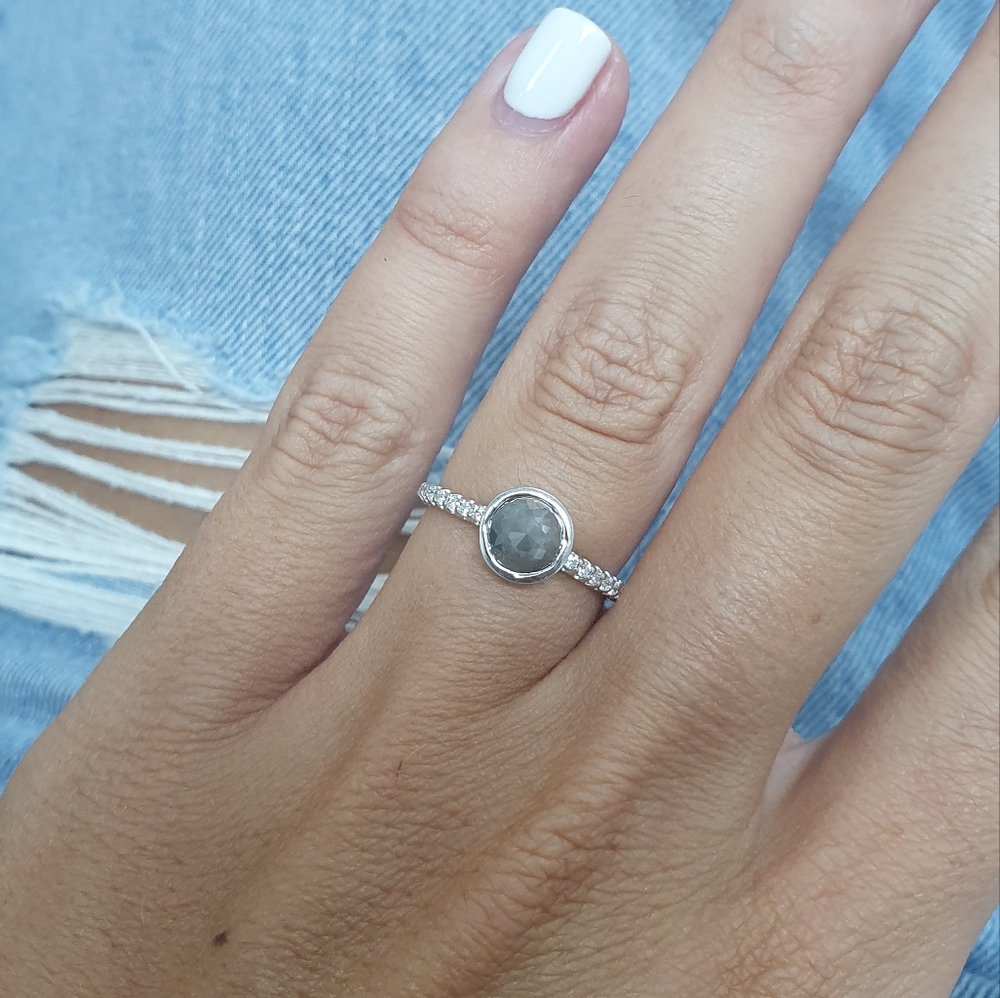 Diamond Engagement Ring 14K White Gold 1.02 TCW